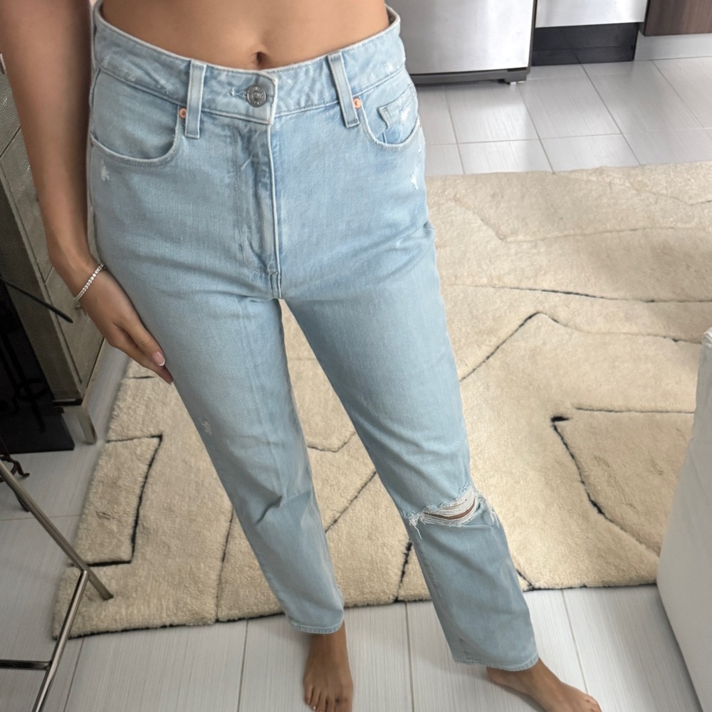PAIGE Light Blue Straight Leg Jeans